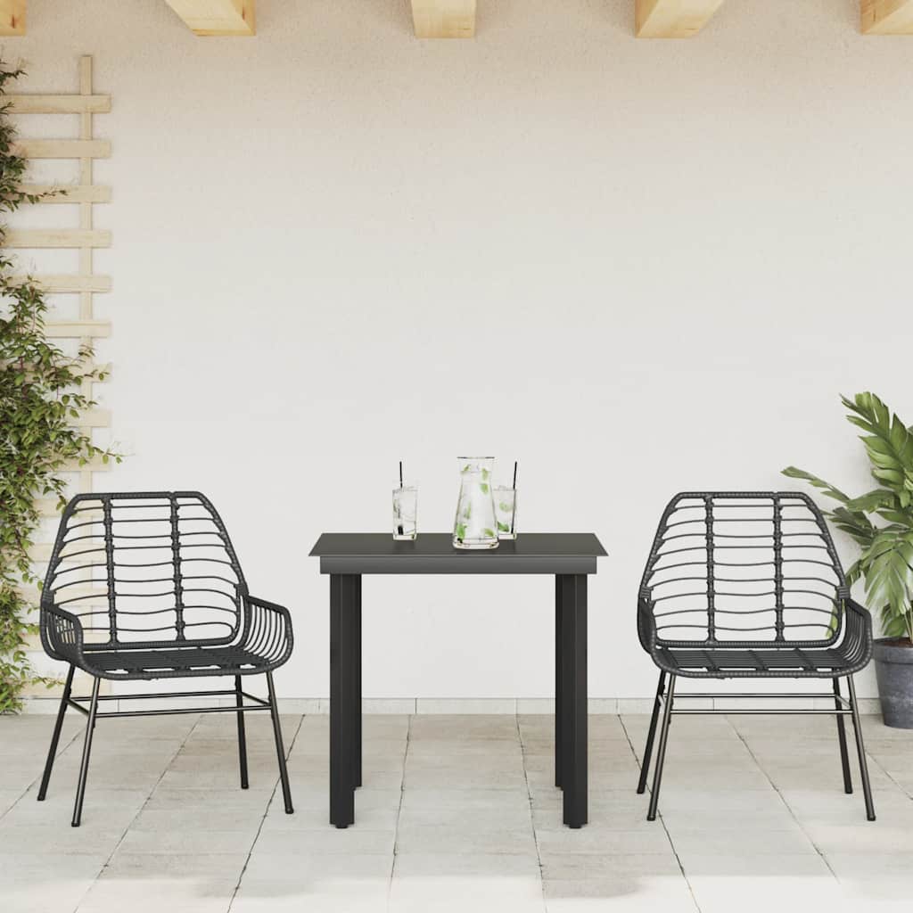 3-delige Tuinset poly rattan glas zwart is nu te koop bij PeponiXL, paradijselijk wonen!