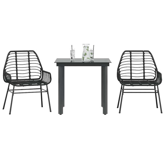 3-delige Tuinset poly rattan glas zwart is nu te koop bij PeponiXL, paradijselijk wonen!