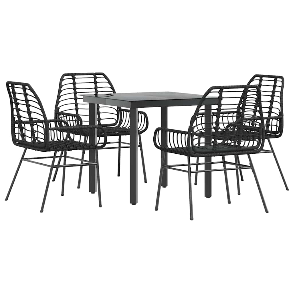 5-delige Tuinset poly rattan glas zwart is nu te koop bij PeponiXL, paradijselijk wonen!