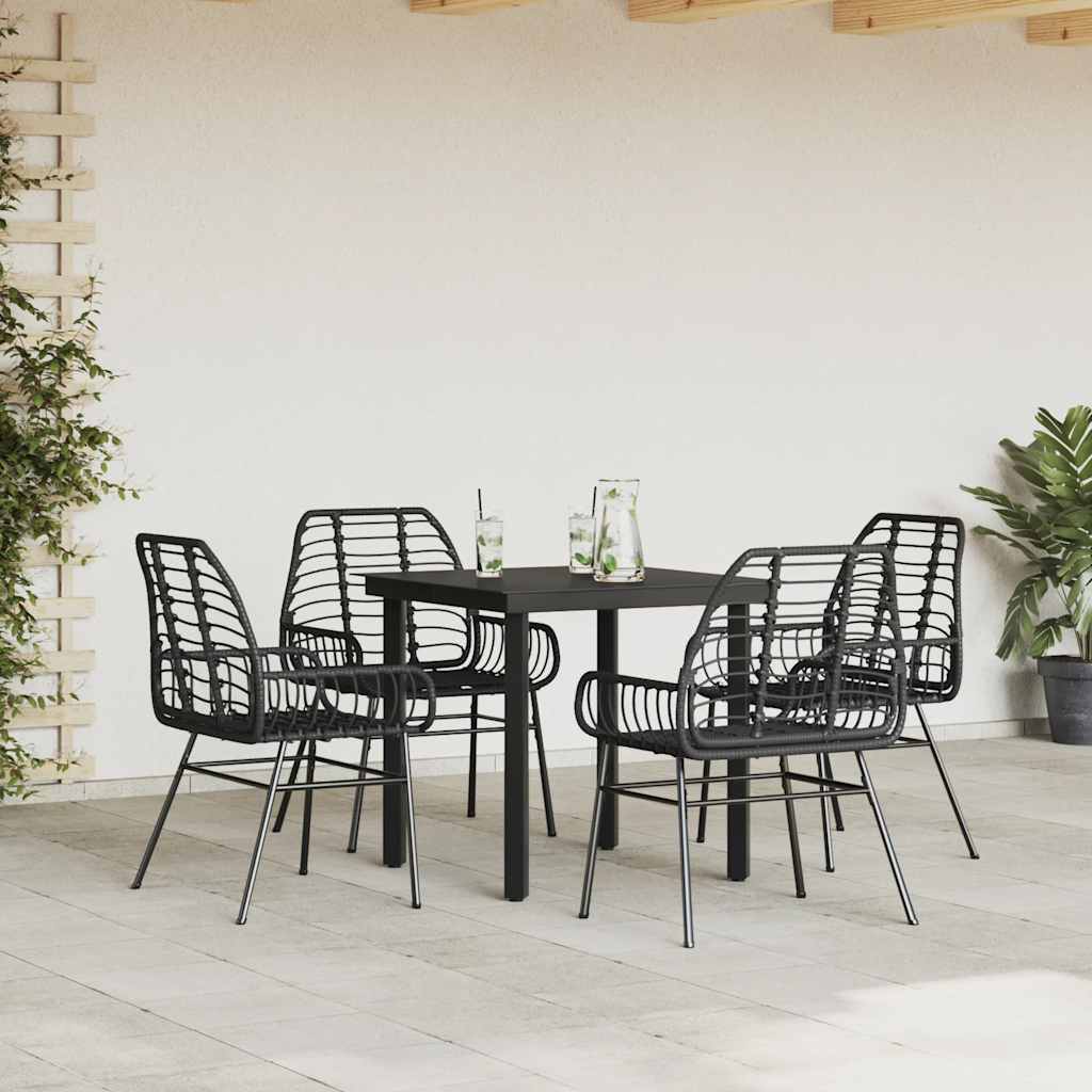 5-delige Tuinset poly rattan glas zwart is nu te koop bij PeponiXL, paradijselijk wonen!