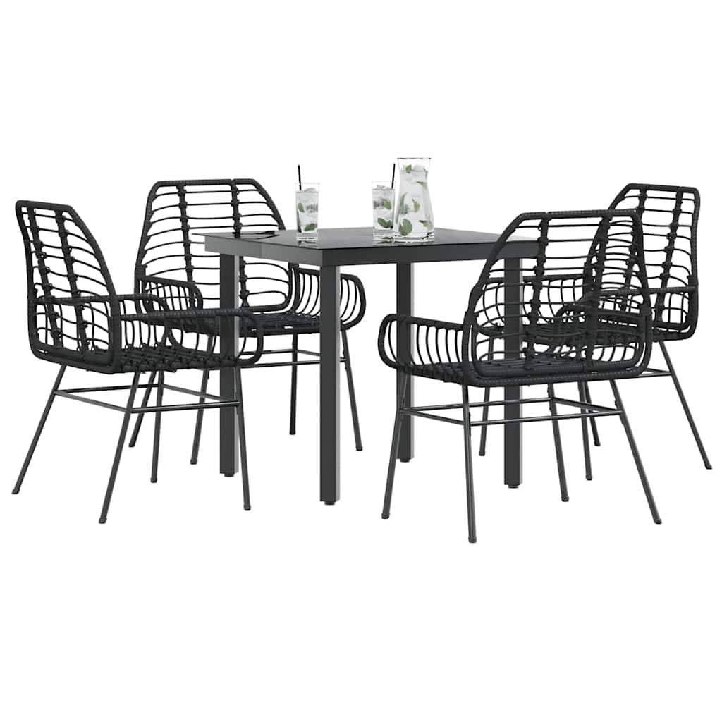 5-delige Tuinset poly rattan glas zwart is nu te koop bij PeponiXL, paradijselijk wonen!