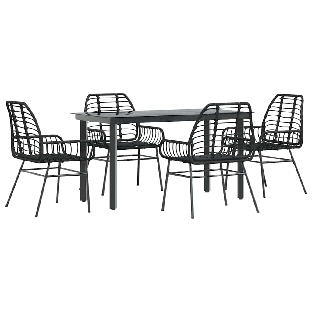 5-delige Tuinset poly rattan glas zwart is nu te koop bij PeponiXL, paradijselijk wonen!