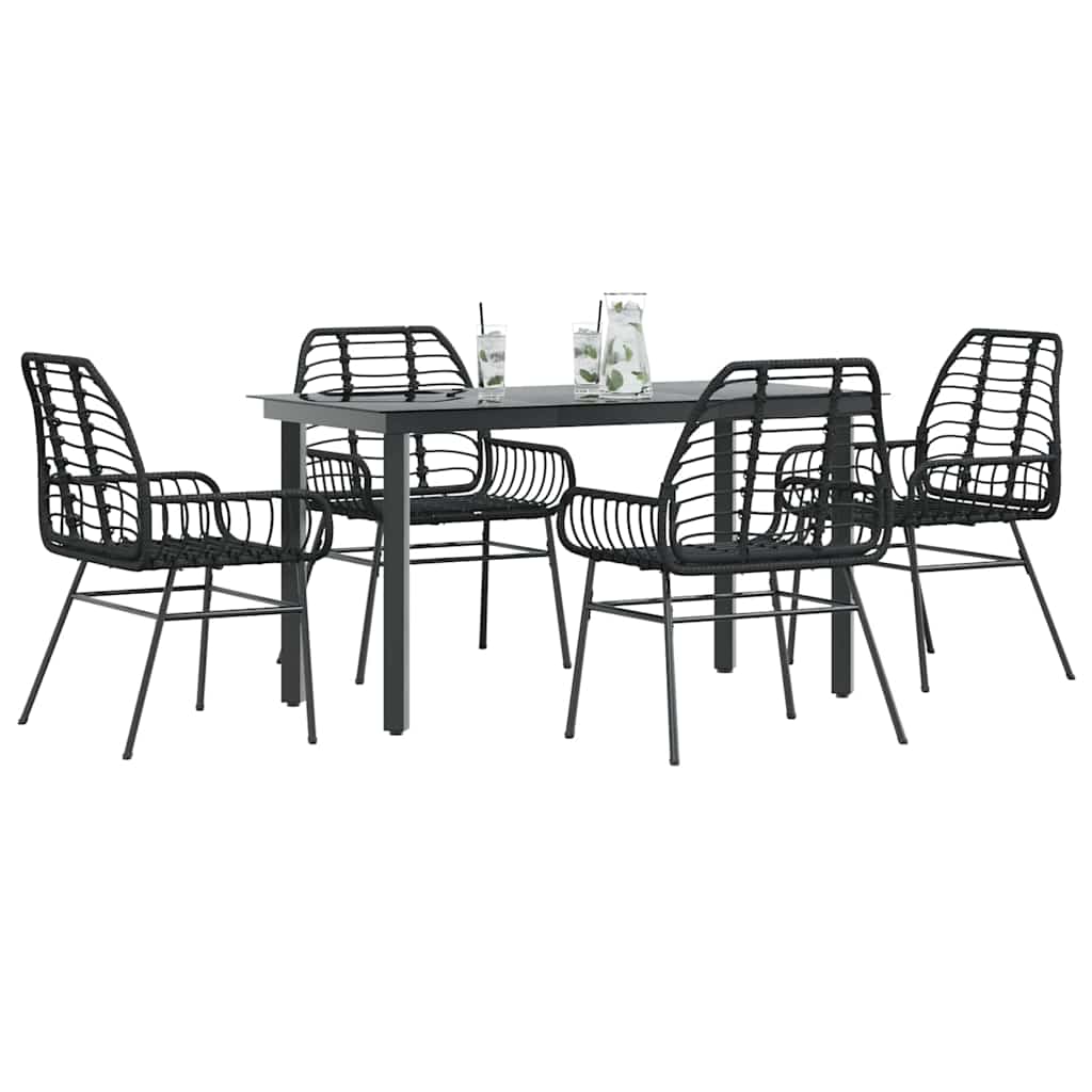 5-delige Tuinset poly rattan glas zwart is nu te koop bij PeponiXL, paradijselijk wonen!