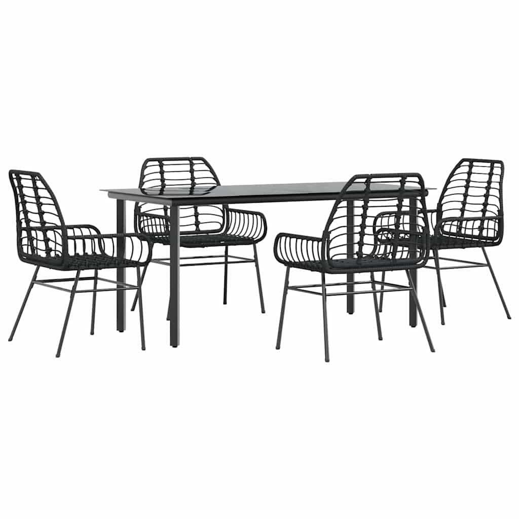 5-delige Tuinset poly rattan glas zwart is nu te koop bij PeponiXL, paradijselijk wonen!