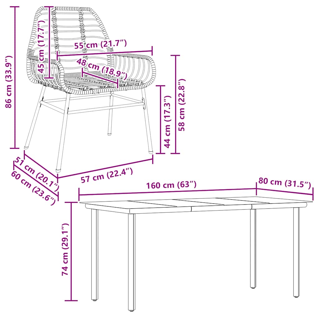 5-delige Tuinset poly rattan glas zwart is nu te koop bij PeponiXL, paradijselijk wonen!