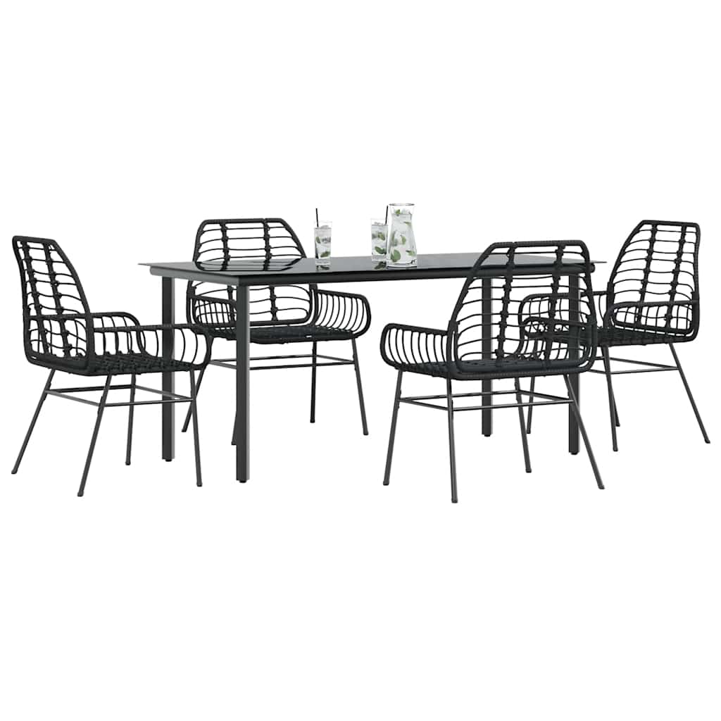 5-delige Tuinset poly rattan glas zwart is nu te koop bij PeponiXL, paradijselijk wonen!