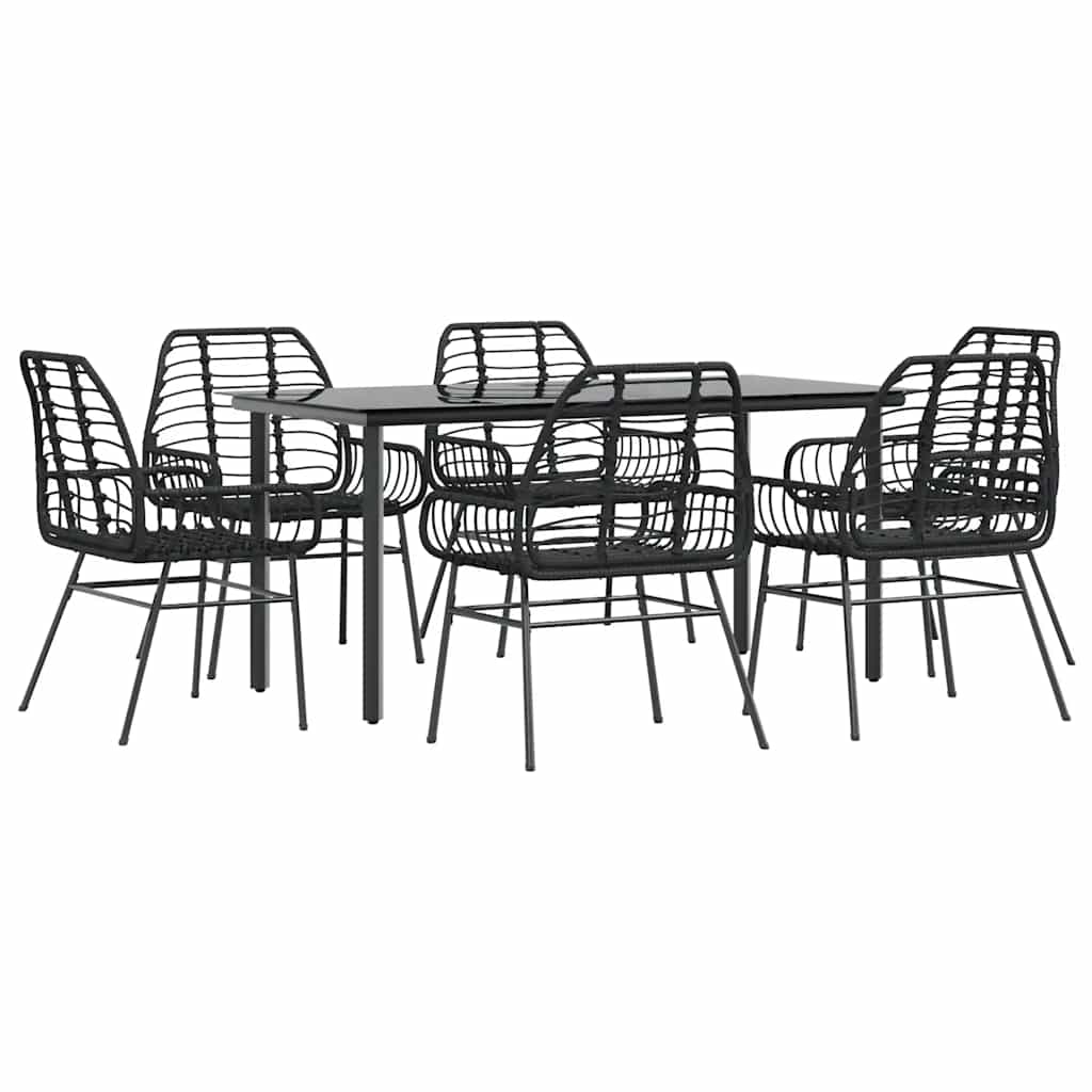 7-delige Tuinset poly rattan glas zwart is nu te koop bij PeponiXL, paradijselijk wonen!
