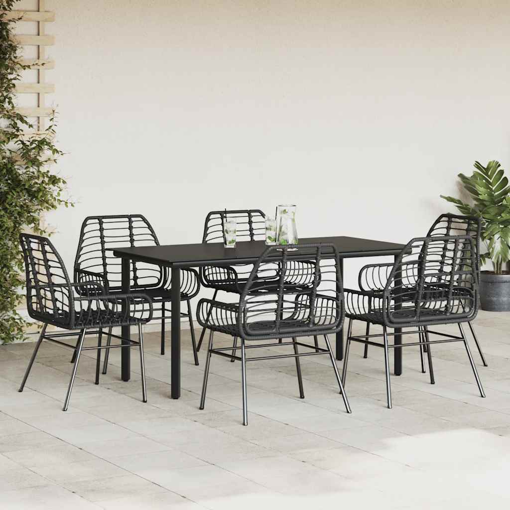 7-delige Tuinset poly rattan glas zwart is nu te koop bij PeponiXL, paradijselijk wonen!