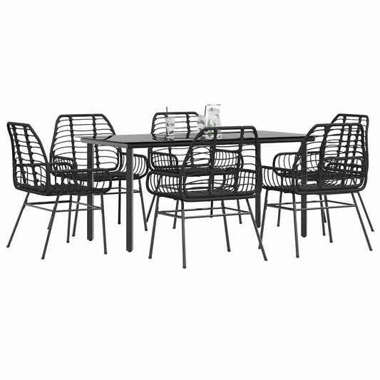 7-delige Tuinset poly rattan glas zwart is nu te koop bij PeponiXL, paradijselijk wonen!