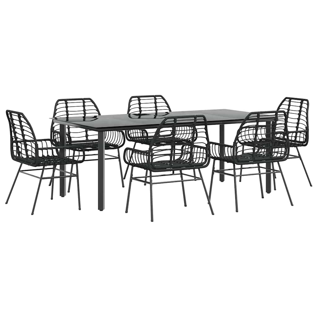 7-delige Tuinset poly rattan glas zwart is nu te koop bij PeponiXL, paradijselijk wonen!
