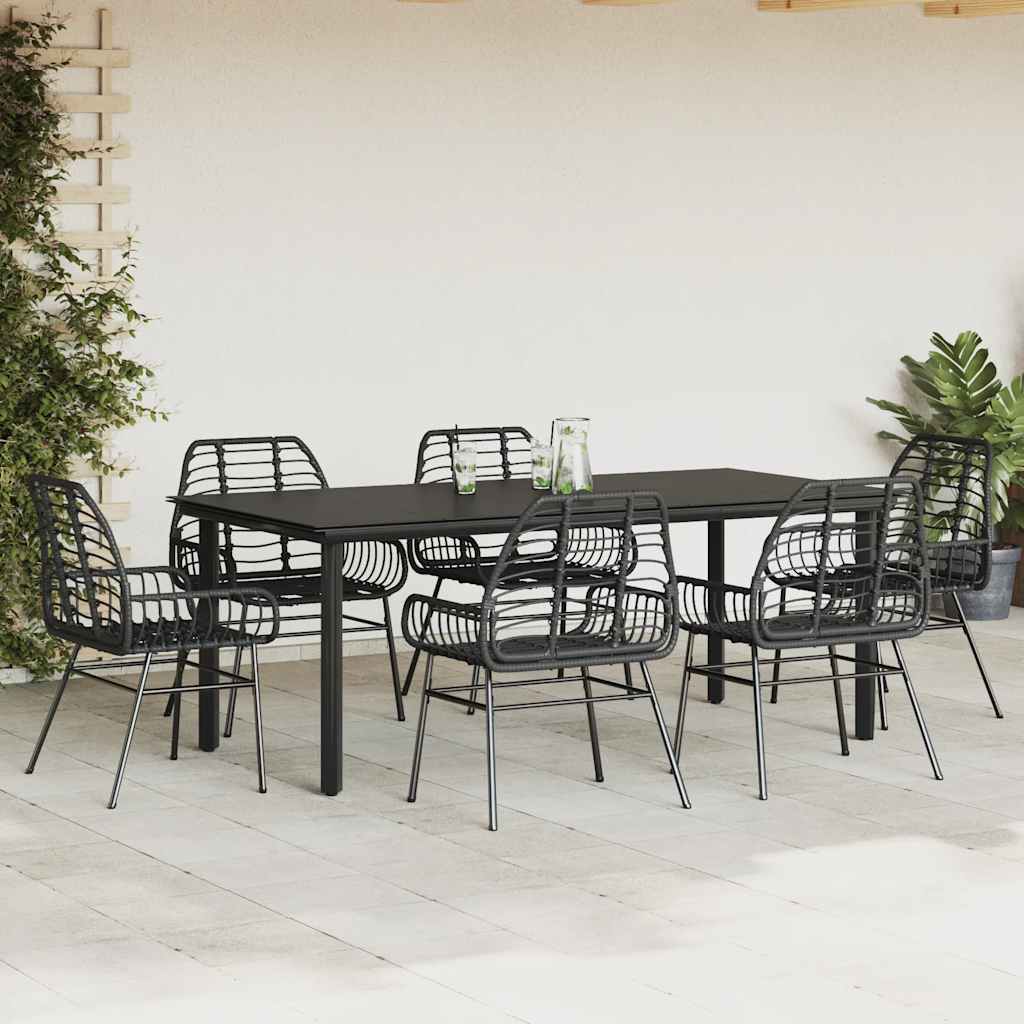 7-delige Tuinset poly rattan glas zwart is nu te koop bij PeponiXL, paradijselijk wonen!