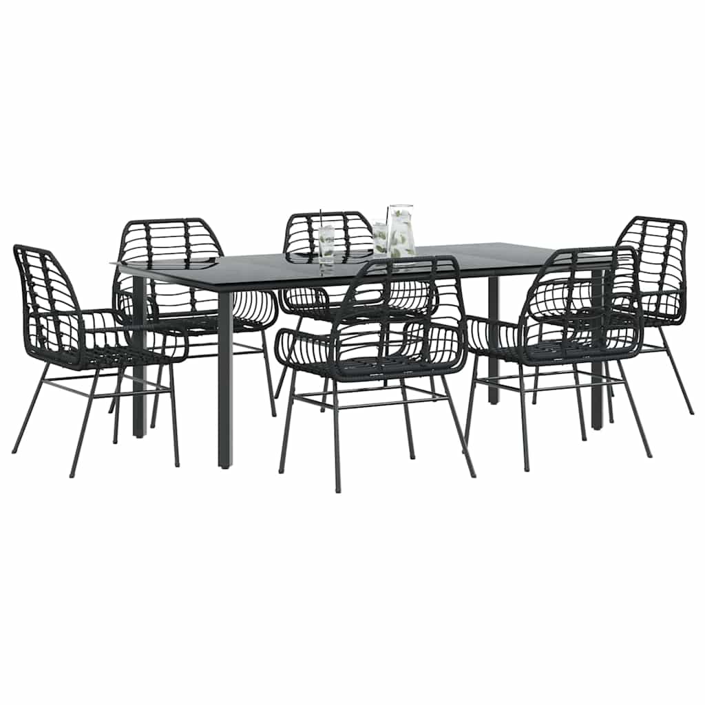 7-delige Tuinset poly rattan glas zwart is nu te koop bij PeponiXL, paradijselijk wonen!