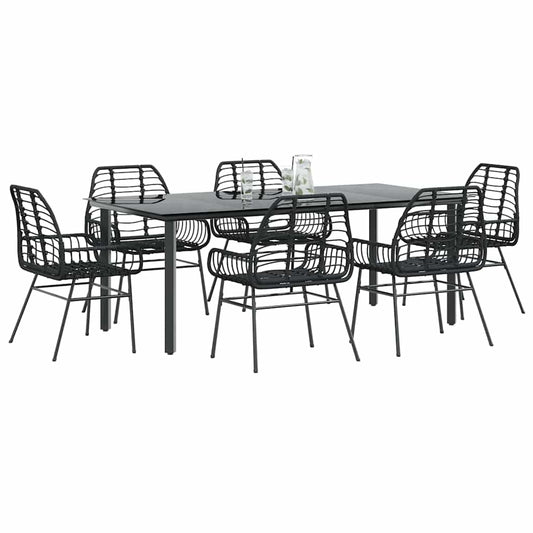 7-delige Tuinset poly rattan glas zwart is nu te koop bij PeponiXL, paradijselijk wonen!