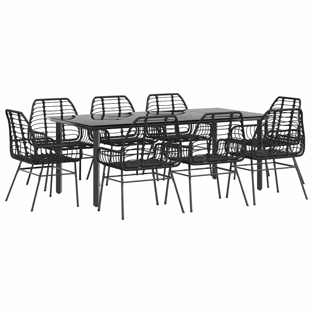 9-delige Tuinset poly rattan glas zwart is nu te koop bij PeponiXL, paradijselijk wonen!