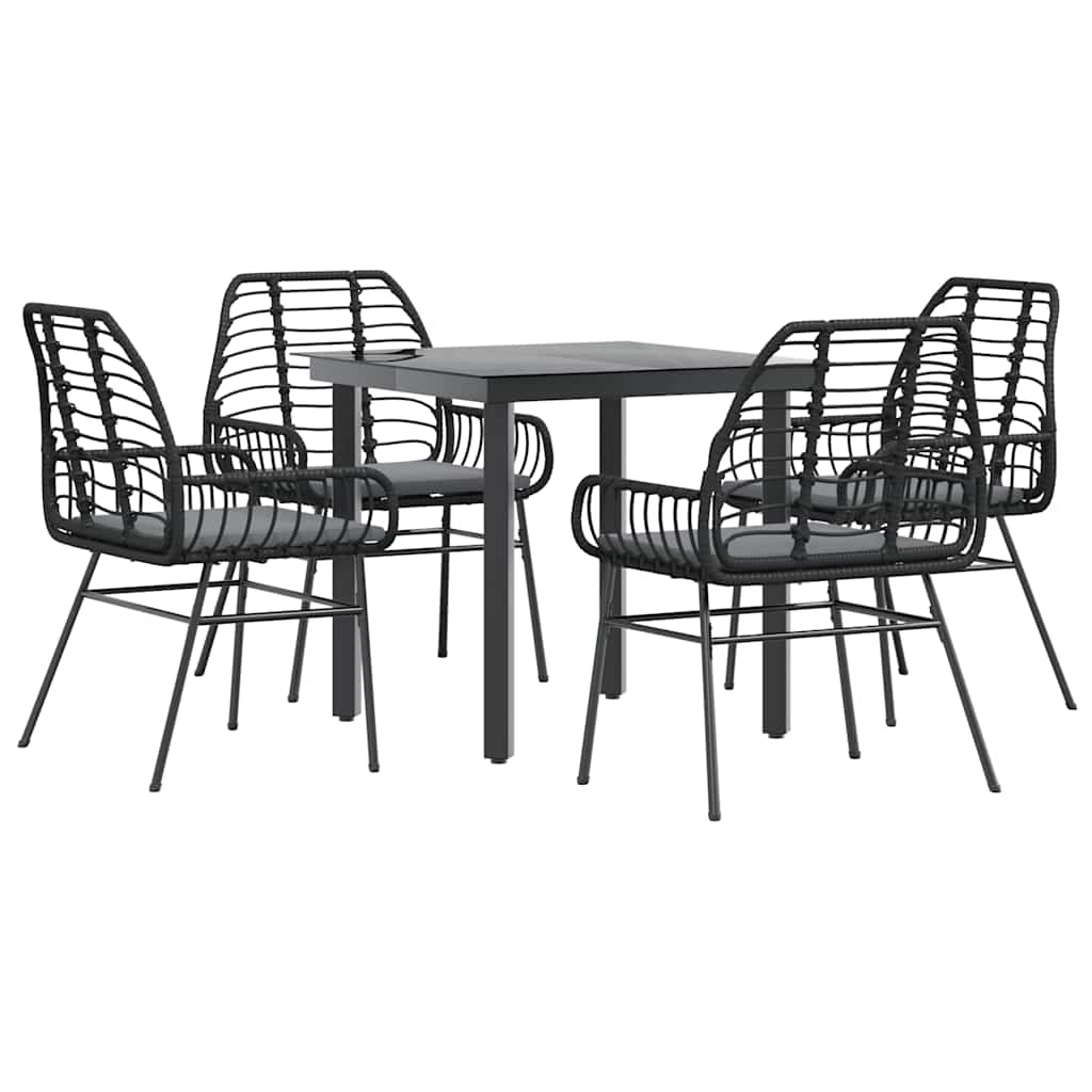 5-delige Tuinset met kussens poly rattan glas zwart is nu te koop bij PeponiXL, paradijselijk wonen!