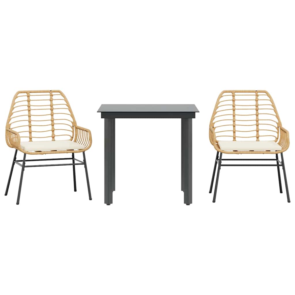 3-delige Tuinset met kussens poly rattan glas bruin is nu te koop bij PeponiXL, paradijselijk wonen!