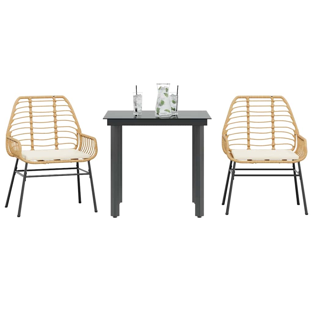 3-delige Tuinset met kussens poly rattan glas bruin is nu te koop bij PeponiXL, paradijselijk wonen!