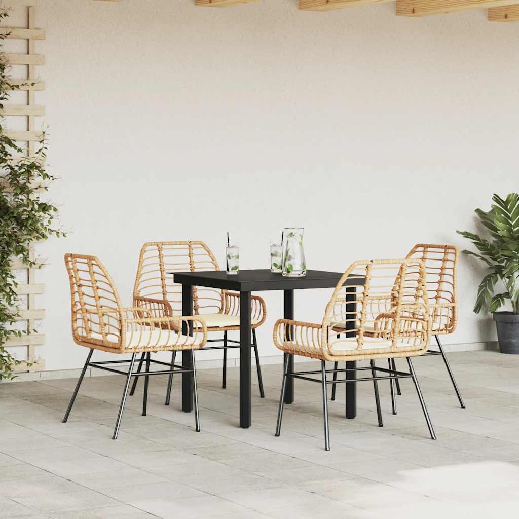 5-delige Tuinset met kussens poly rattan glas bruin is nu te koop bij PeponiXL, paradijselijk wonen!