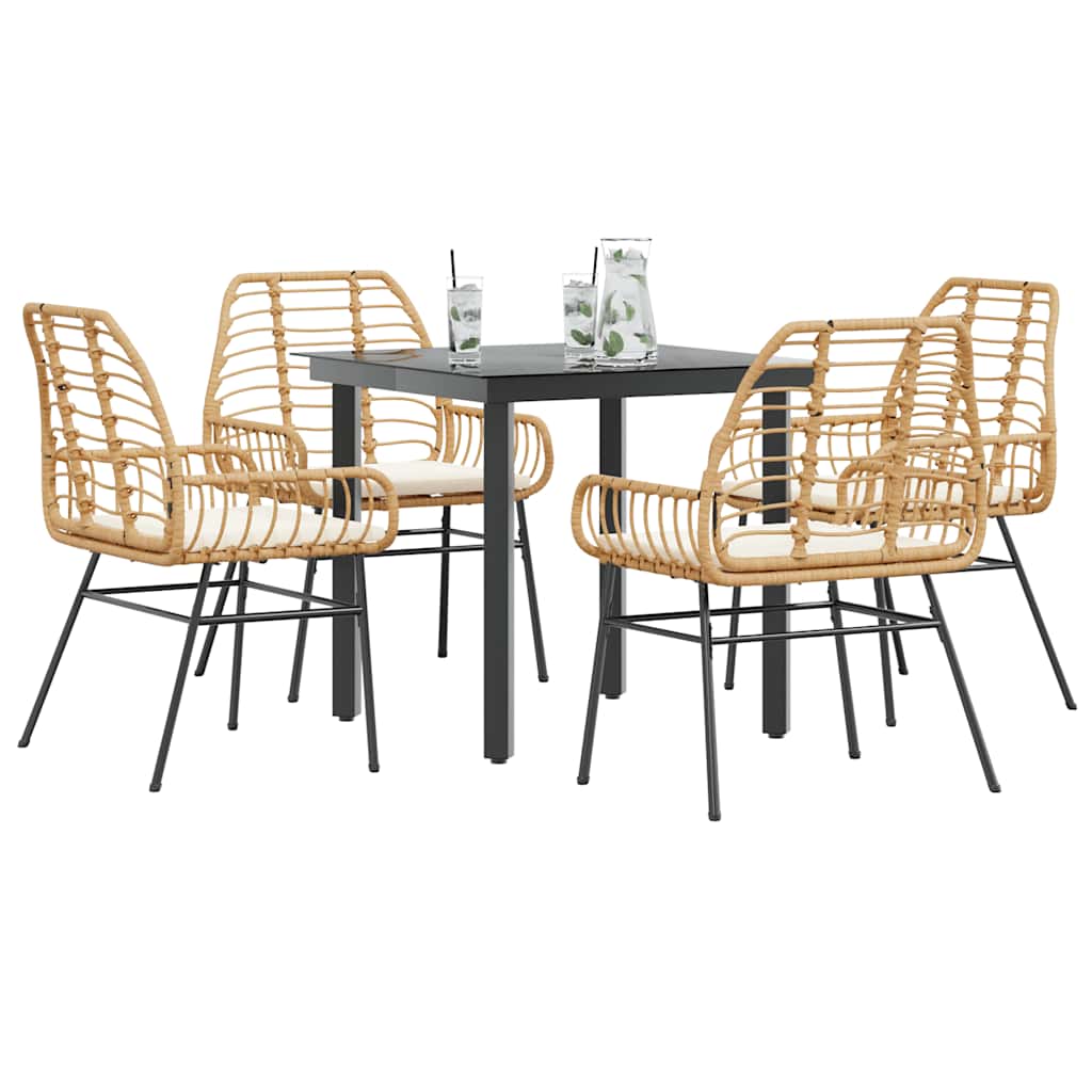5-delige Tuinset met kussens poly rattan glas bruin is nu te koop bij PeponiXL, paradijselijk wonen!