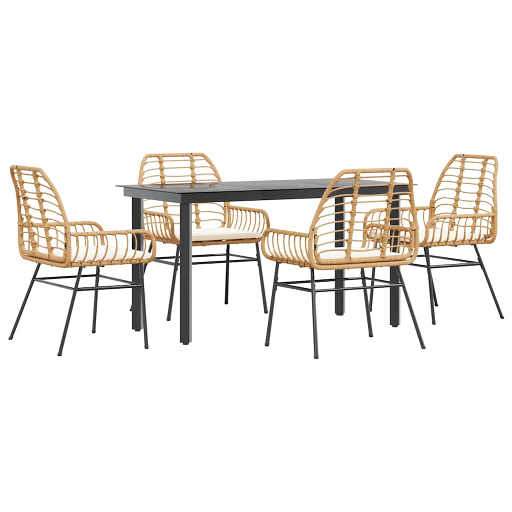 5-delige Tuinset met kussens poly rattan glas bruin is nu te koop bij PeponiXL, paradijselijk wonen!