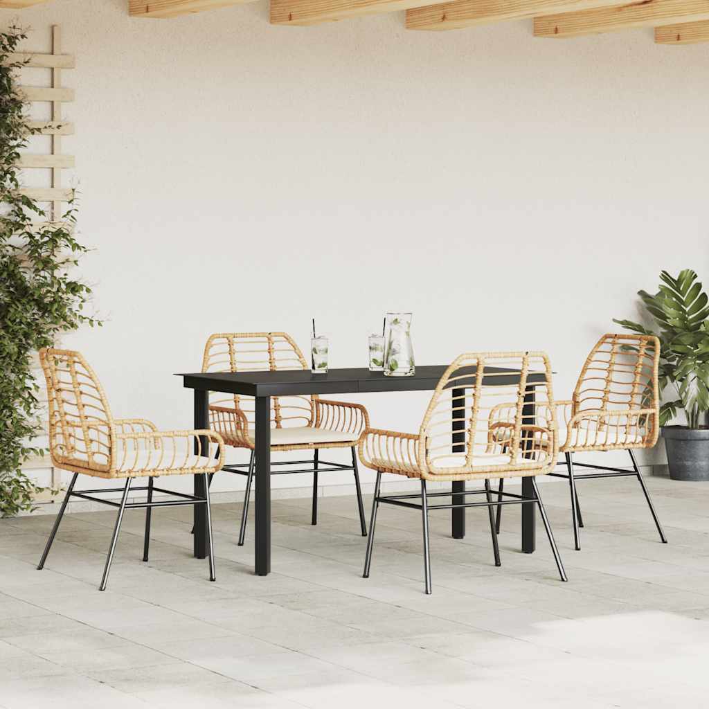 5-delige Tuinset met kussens poly rattan glas bruin is nu te koop bij PeponiXL, paradijselijk wonen!