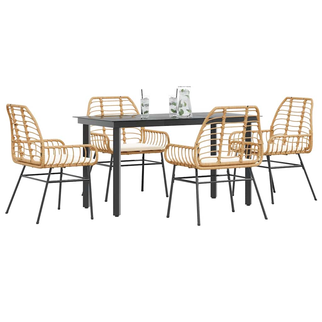 5-delige Tuinset met kussens poly rattan glas bruin is nu te koop bij PeponiXL, paradijselijk wonen!