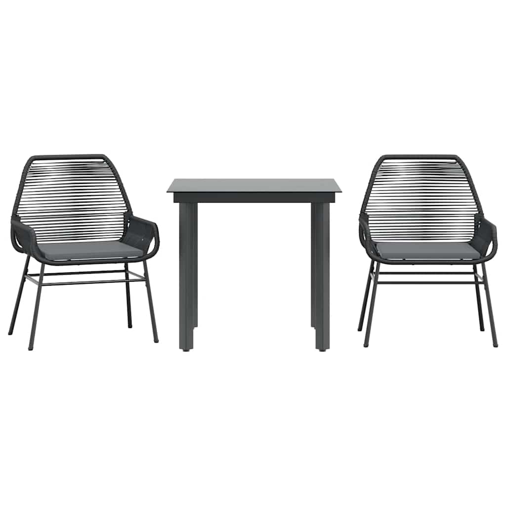 3-delige Tuinset met kussens poly rattan glas zwart is nu te koop bij PeponiXL, paradijselijk wonen!