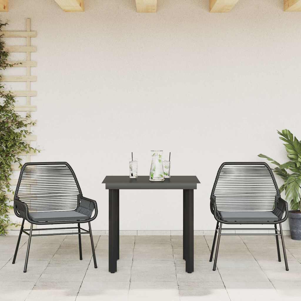 3-delige Tuinset met kussens poly rattan glas zwart is nu te koop bij PeponiXL, paradijselijk wonen!