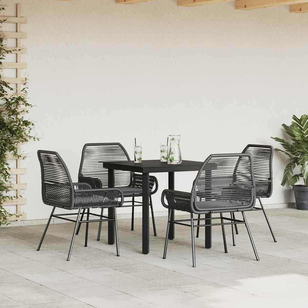 5-delige Tuinset met kussens poly rattan glas zwart is nu te koop bij PeponiXL, paradijselijk wonen!