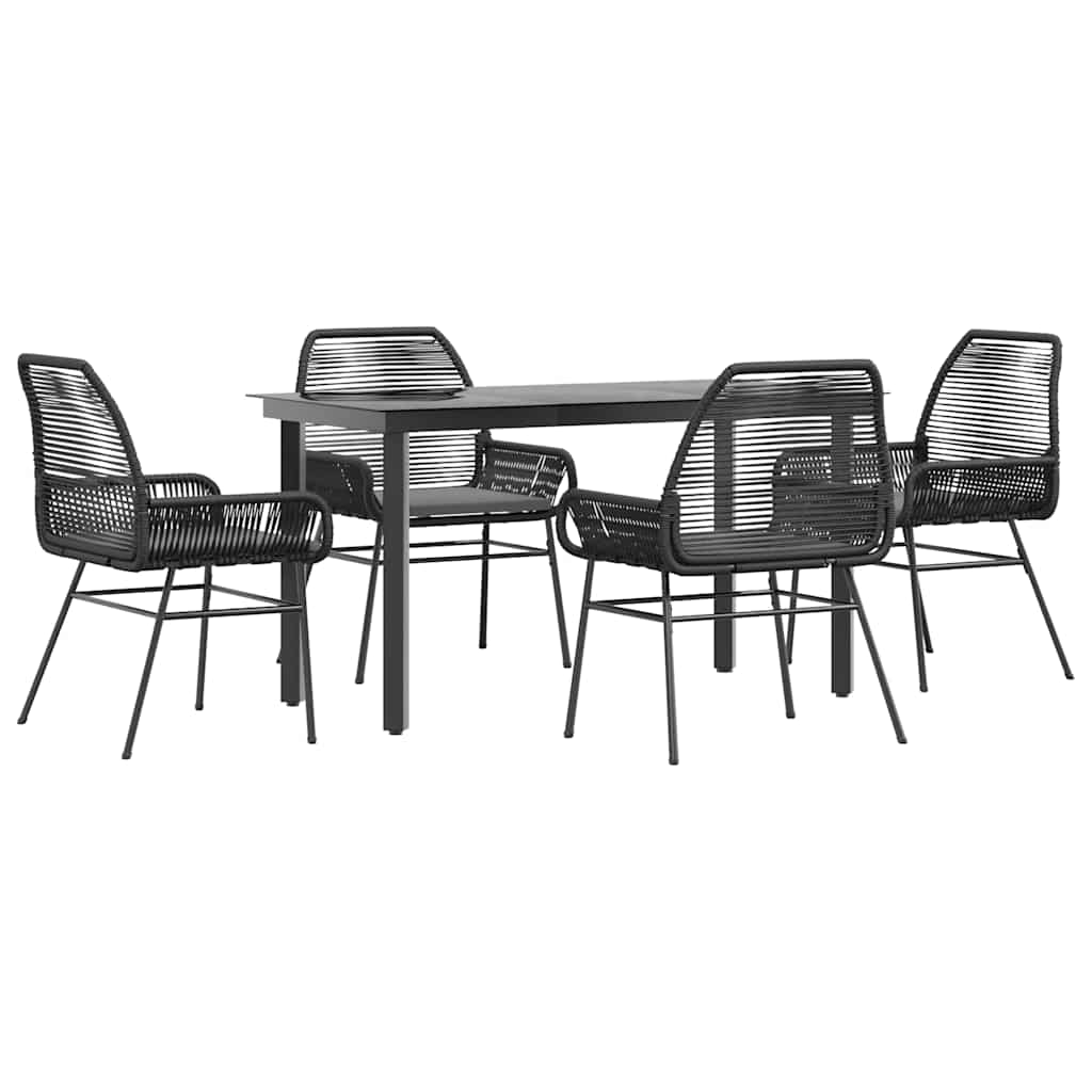 5-delige Tuinset met kussens poly rattan glas zwart is nu te koop bij PeponiXL, paradijselijk wonen!