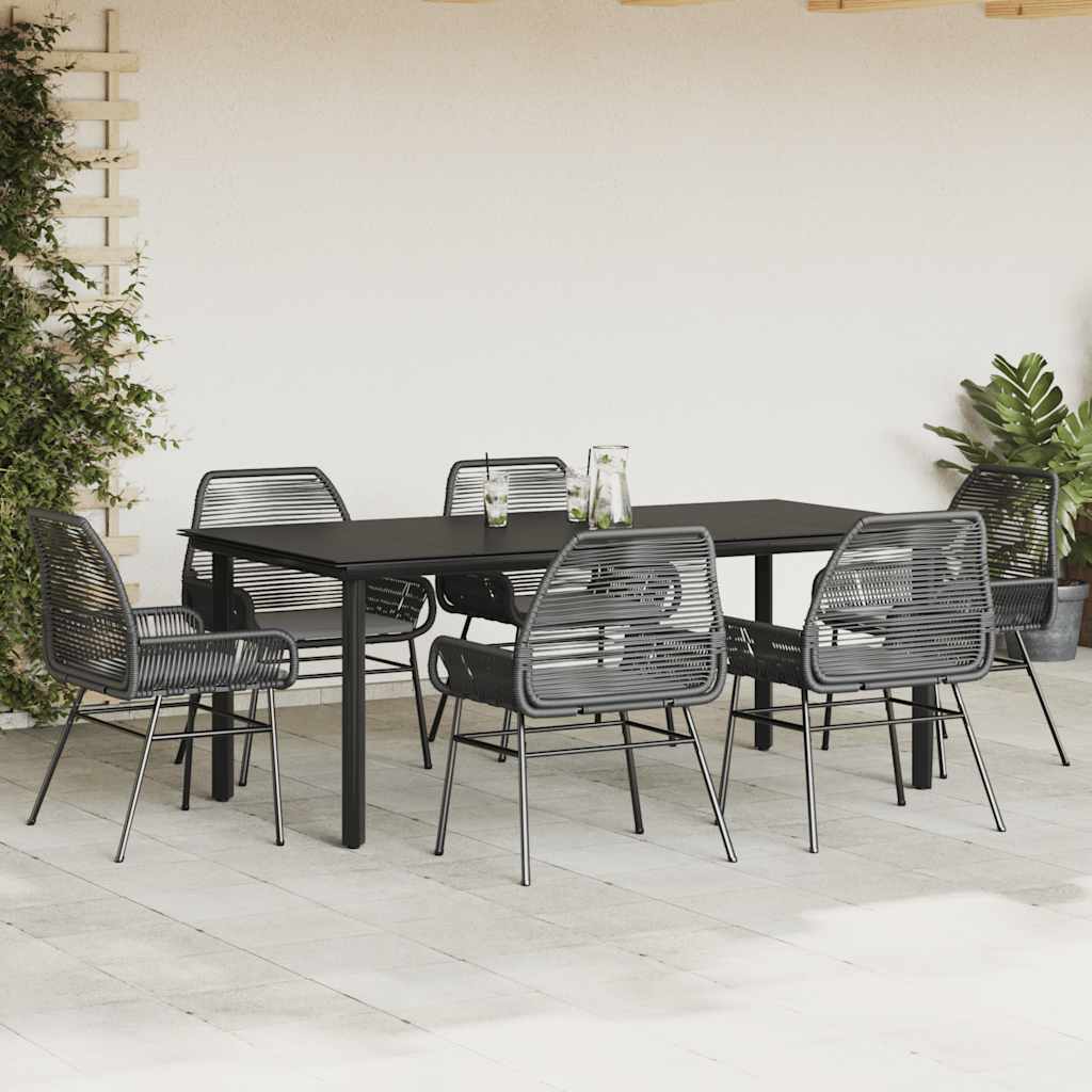7-delige Tuinset met kussens poly rattan glas zwart is nu te koop bij PeponiXL, paradijselijk wonen!