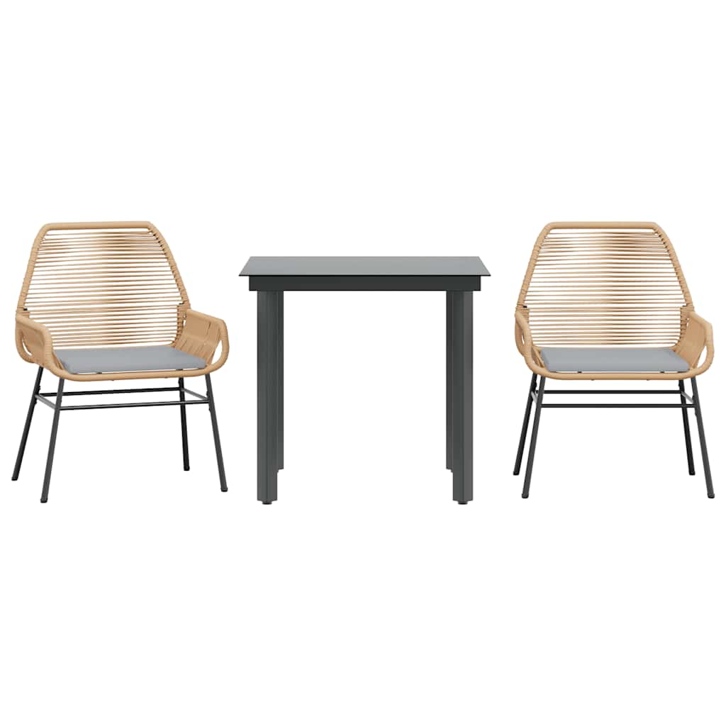 3-delige Tuinset met kussens poly rattan glas bruin is nu te koop bij PeponiXL, paradijselijk wonen!