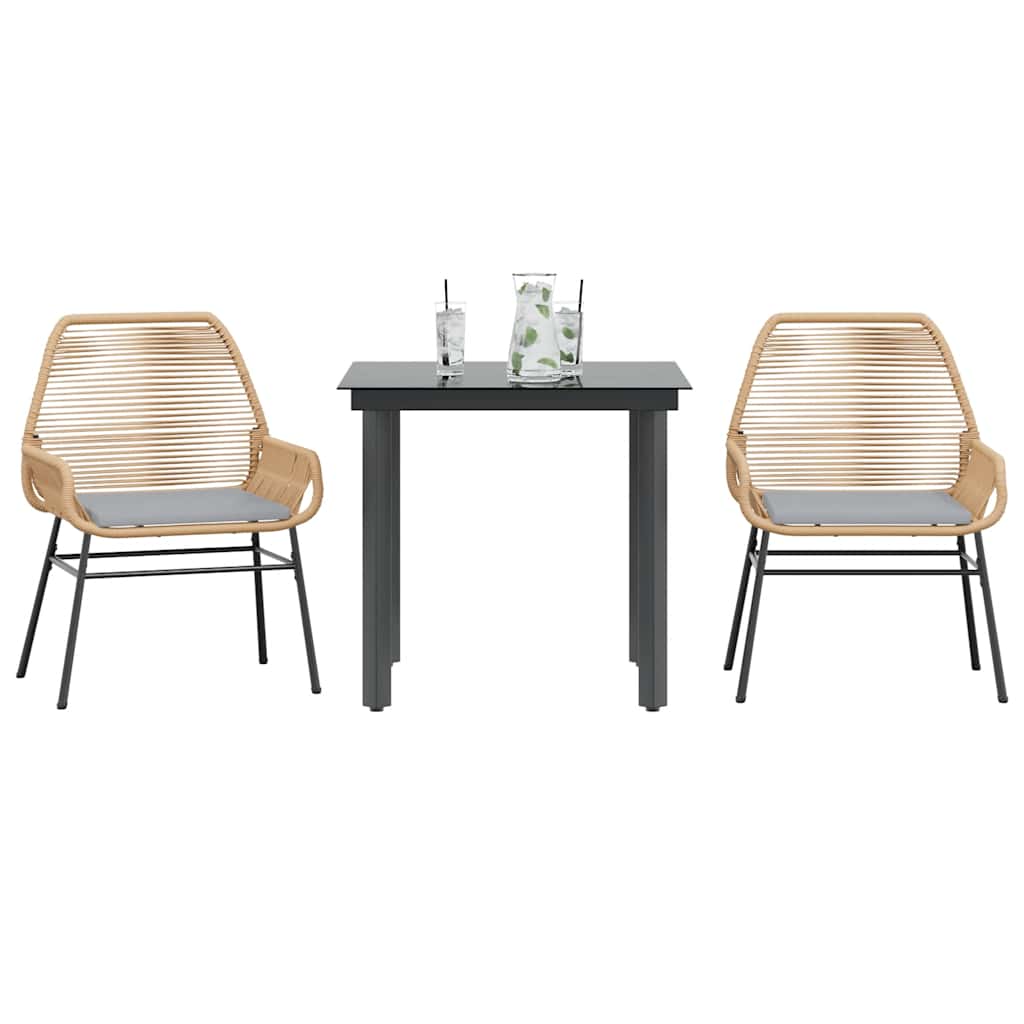3-delige Tuinset met kussens poly rattan glas bruin is nu te koop bij PeponiXL, paradijselijk wonen!
