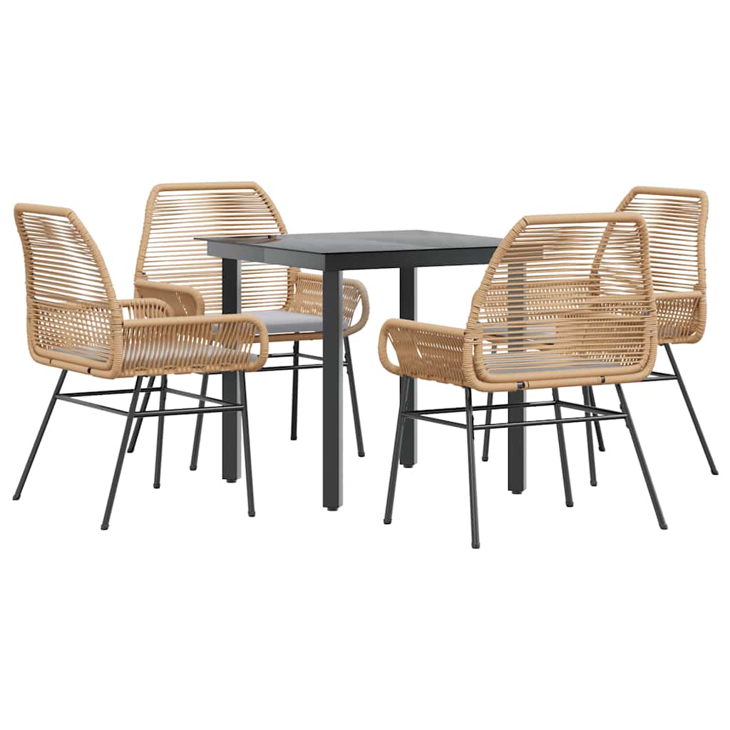 5-delige Tuinset met kussens poly rattan glas bruin is nu te koop bij PeponiXL, paradijselijk wonen!