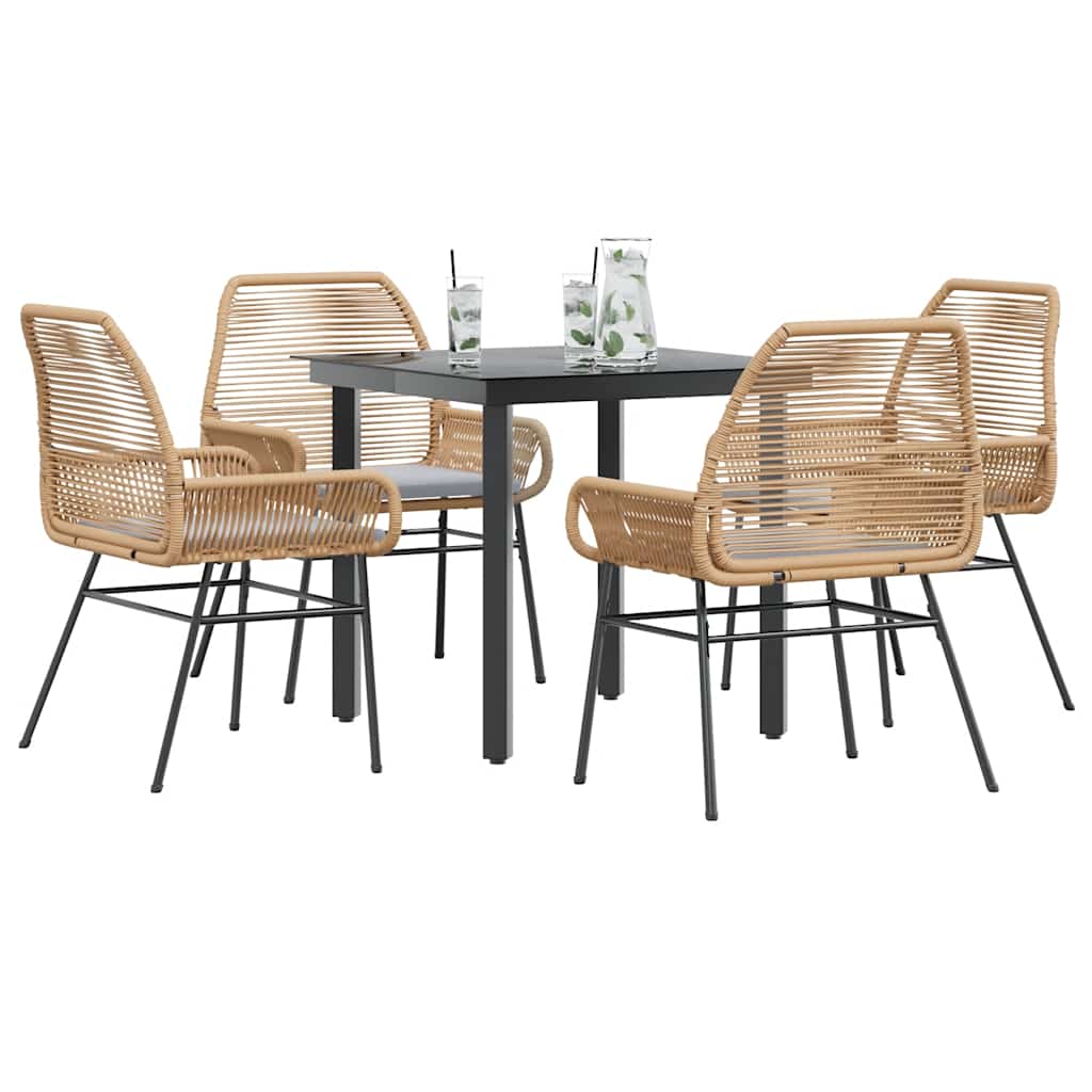 5-delige Tuinset met kussens poly rattan glas bruin is nu te koop bij PeponiXL, paradijselijk wonen!