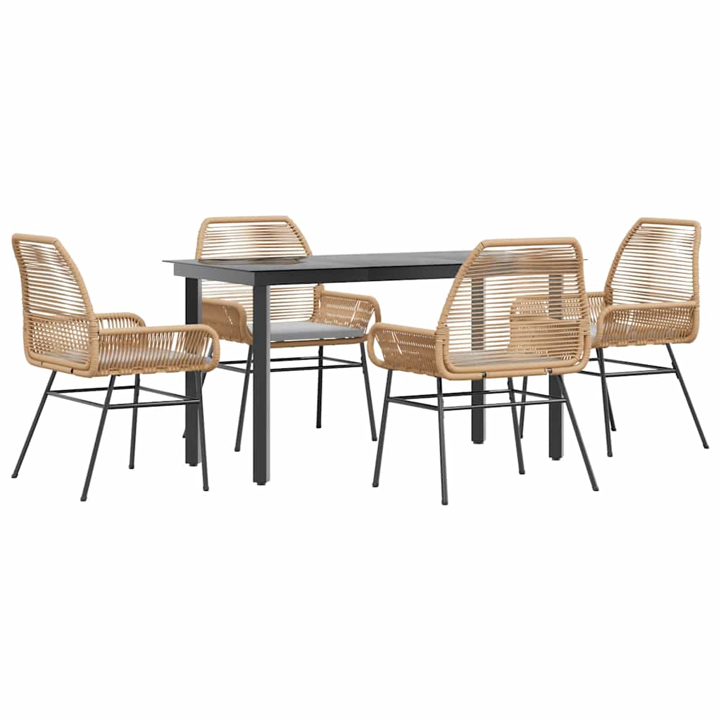 5-delige Tuinset met kussens poly rattan glas bruin is nu te koop bij PeponiXL, paradijselijk wonen!