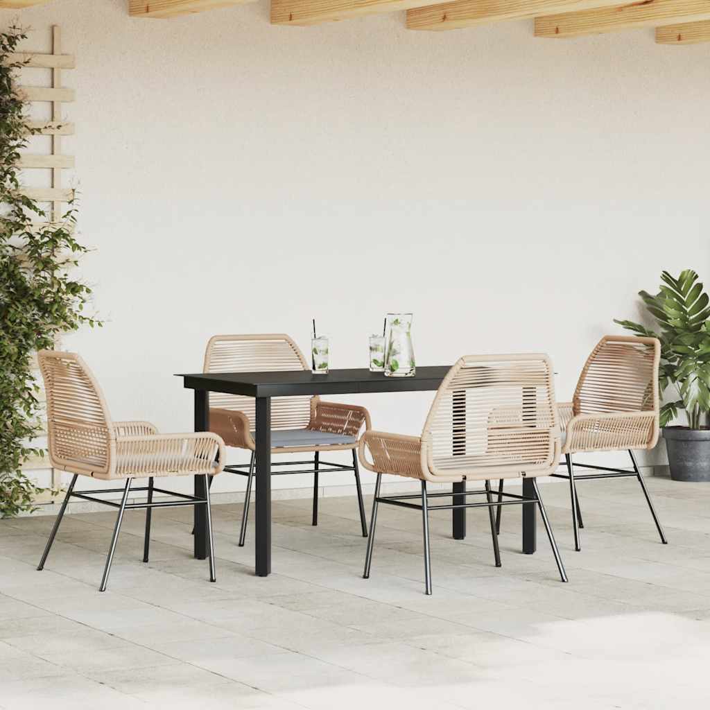 5-delige Tuinset met kussens poly rattan glas bruin is nu te koop bij PeponiXL, paradijselijk wonen!