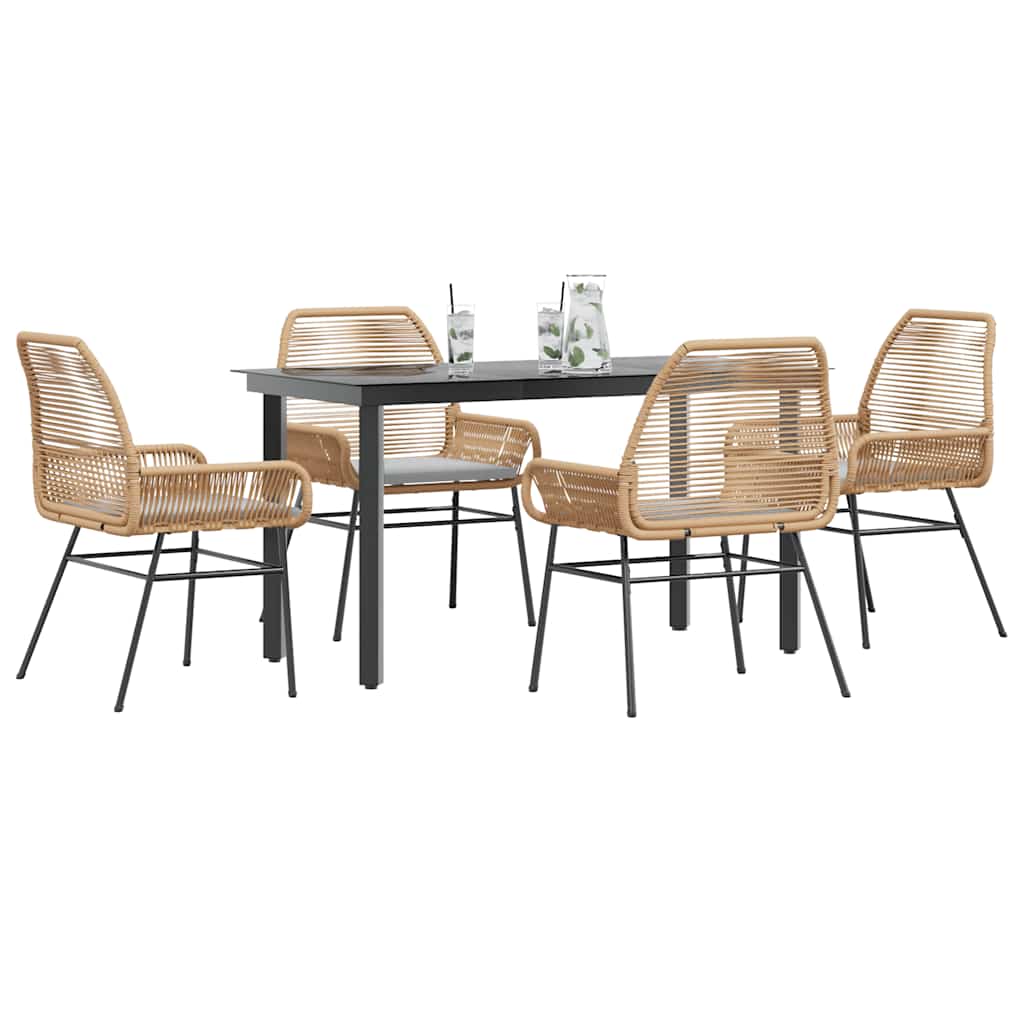 5-delige Tuinset met kussens poly rattan glas bruin is nu te koop bij PeponiXL, paradijselijk wonen!