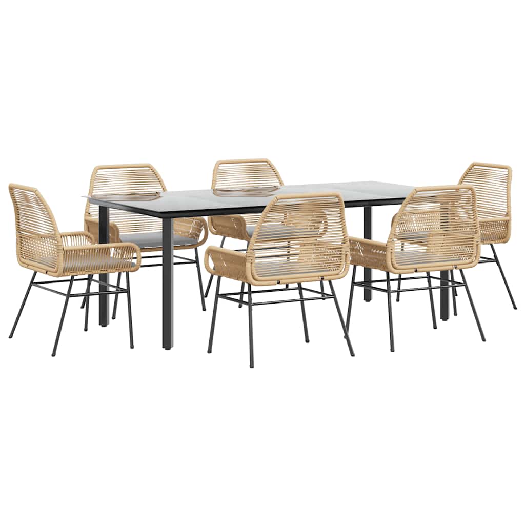 7-delige Tuinset met kussens poly rattan glas bruin is nu te koop bij PeponiXL, paradijselijk wonen!