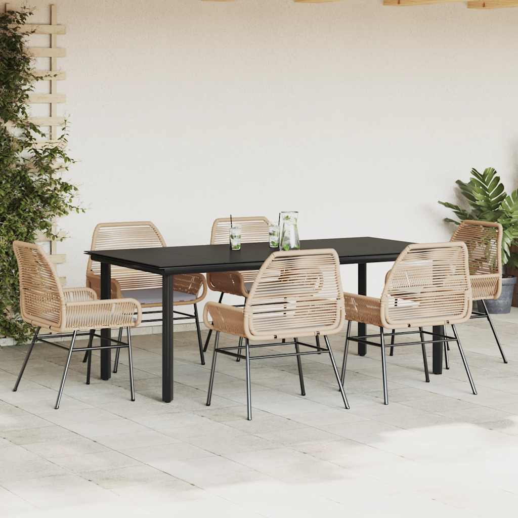 7-delige Tuinset met kussens poly rattan glas bruin is nu te koop bij PeponiXL, paradijselijk wonen!