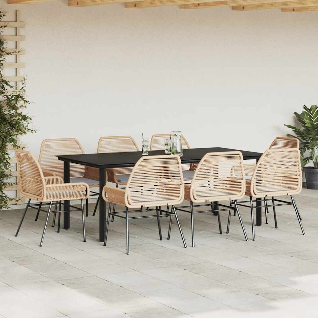 9-delige Tuinset met kussens poly rattan glas bruin is nu te koop bij PeponiXL, paradijselijk wonen!