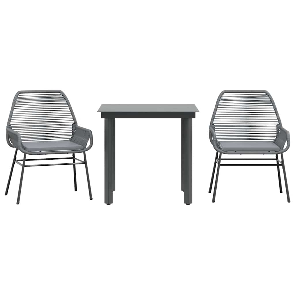 3-delige Tuinset met kussens poly rattan glas grijs is nu te koop bij PeponiXL, paradijselijk wonen!