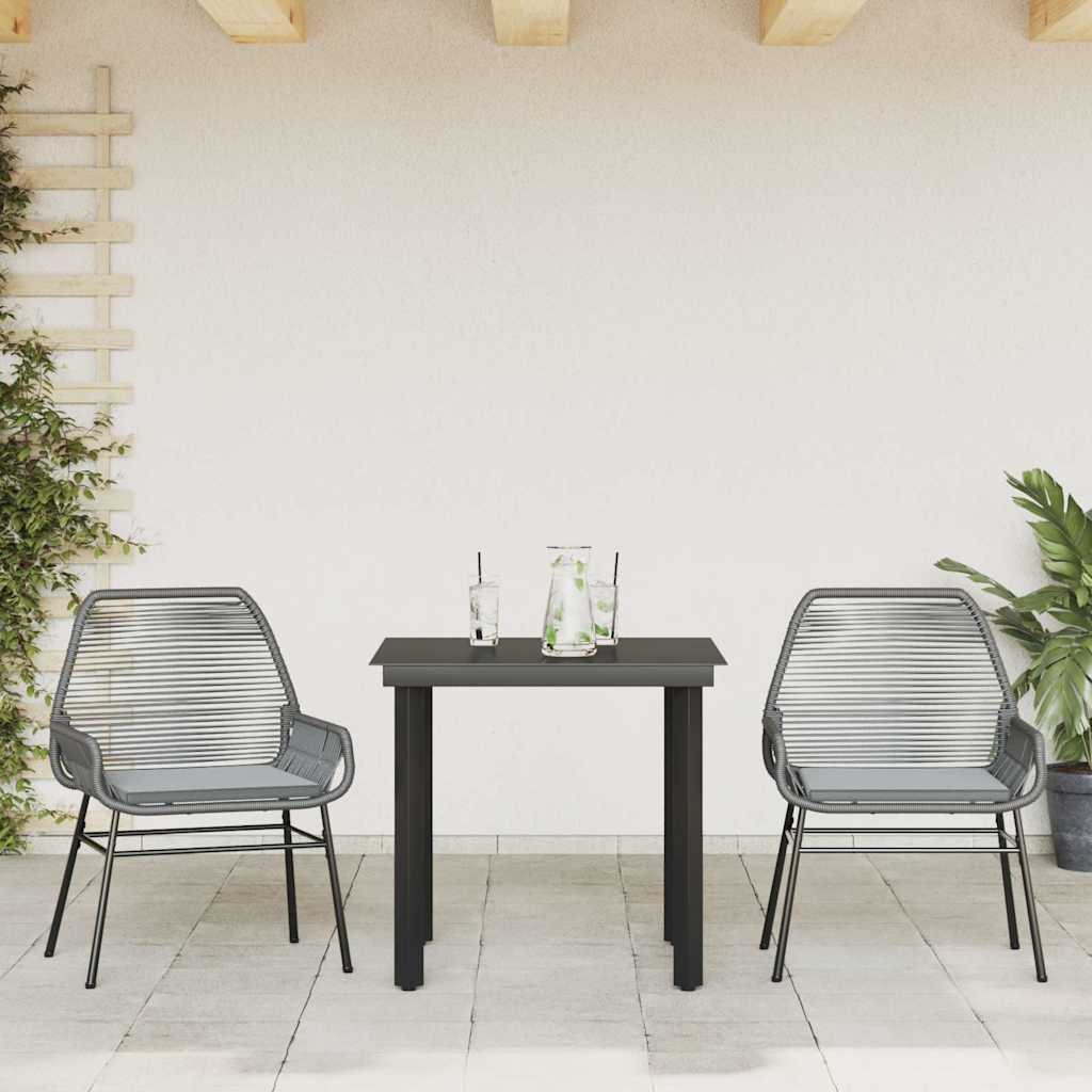 3-delige Tuinset met kussens poly rattan glas grijs is nu te koop bij PeponiXL, paradijselijk wonen!