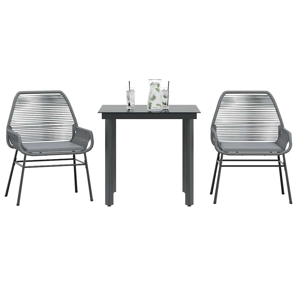 3-delige Tuinset met kussens poly rattan glas grijs is nu te koop bij PeponiXL, paradijselijk wonen!