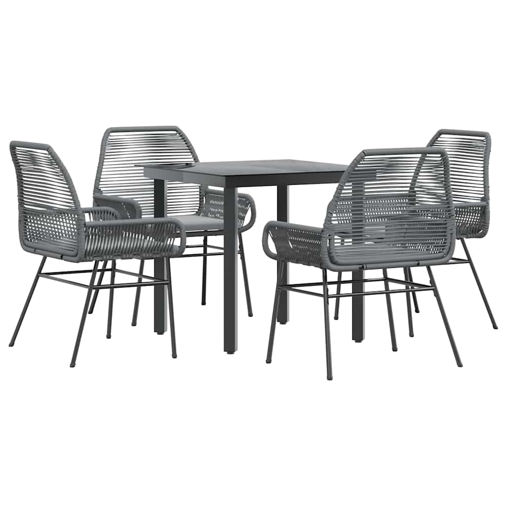 5-delige Tuinset met kussens poly rattan glas grijs is nu te koop bij PeponiXL, paradijselijk wonen!
