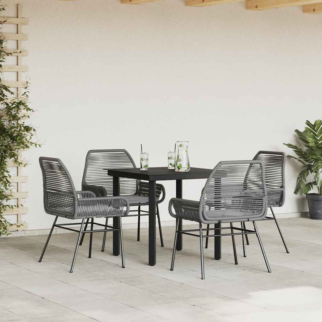 5-delige Tuinset met kussens poly rattan glas grijs is nu te koop bij PeponiXL, paradijselijk wonen!