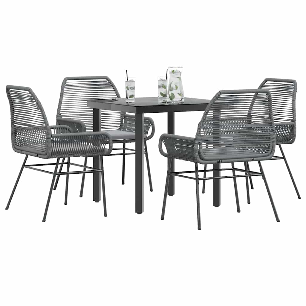 5-delige Tuinset met kussens poly rattan glas grijs is nu te koop bij PeponiXL, paradijselijk wonen!