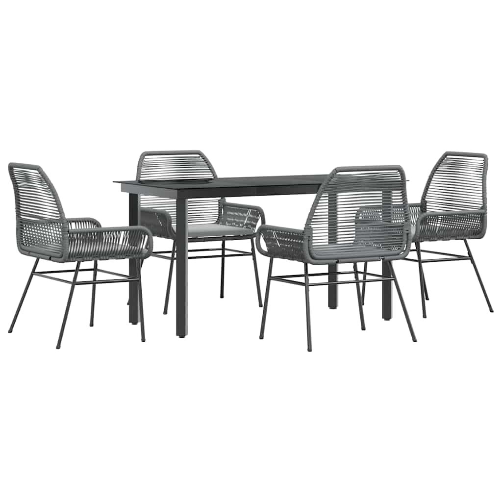 5-delige Tuinset met kussens poly rattan glas grijs is nu te koop bij PeponiXL, paradijselijk wonen!