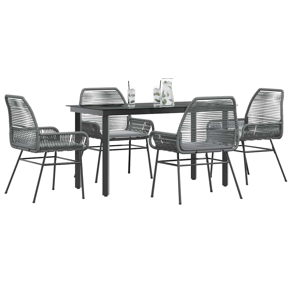 5-delige Tuinset met kussens poly rattan glas grijs is nu te koop bij PeponiXL, paradijselijk wonen!