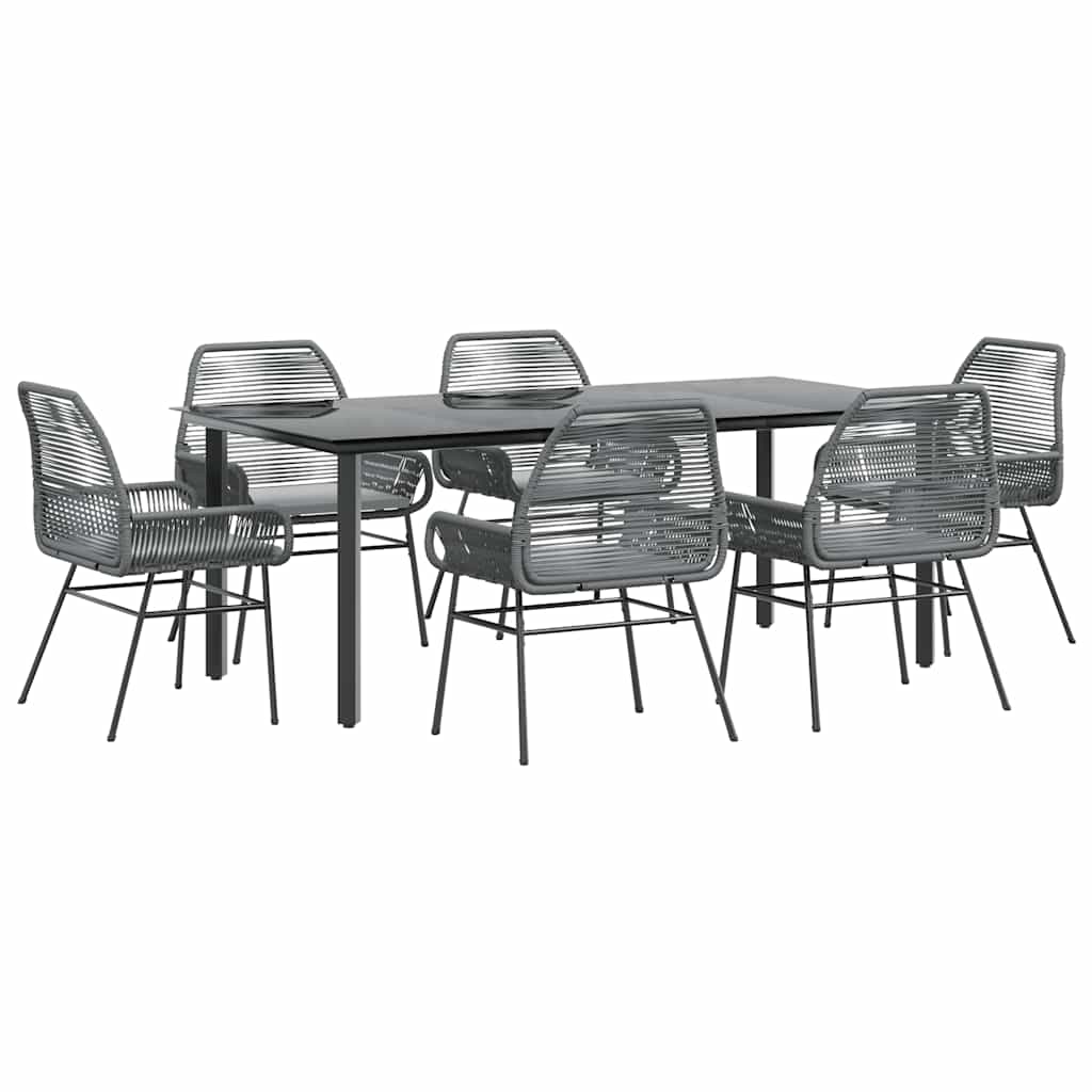 7-delige Tuinset met kussens poly rattan glas grijs is nu te koop bij PeponiXL, paradijselijk wonen!